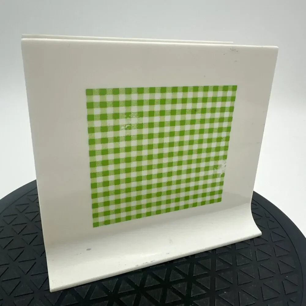 Vtg FESCO 4127 Green Gingham MCM Napkin Holder